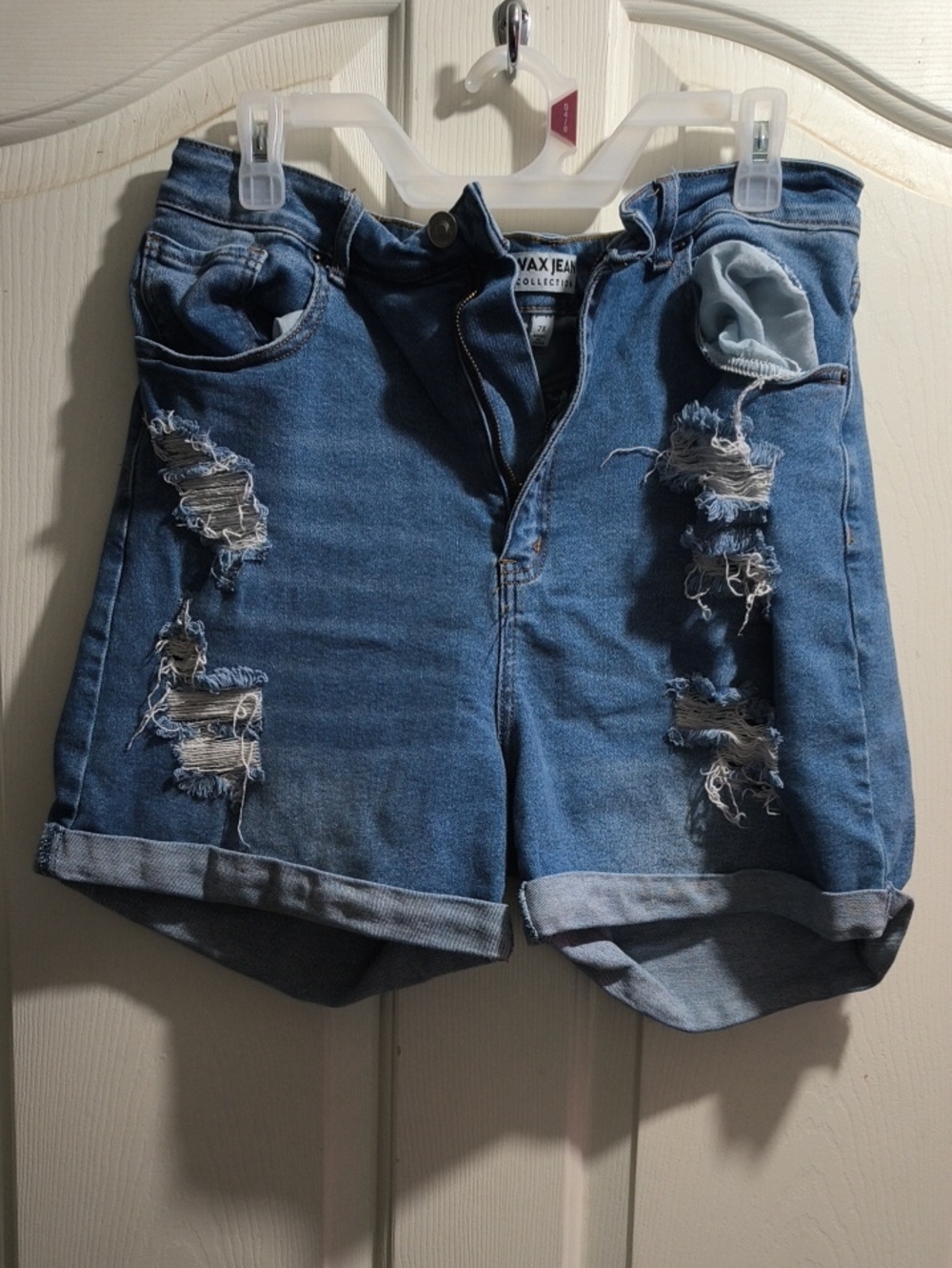 Wax Jean Distressed Light Blue Denim Shorts